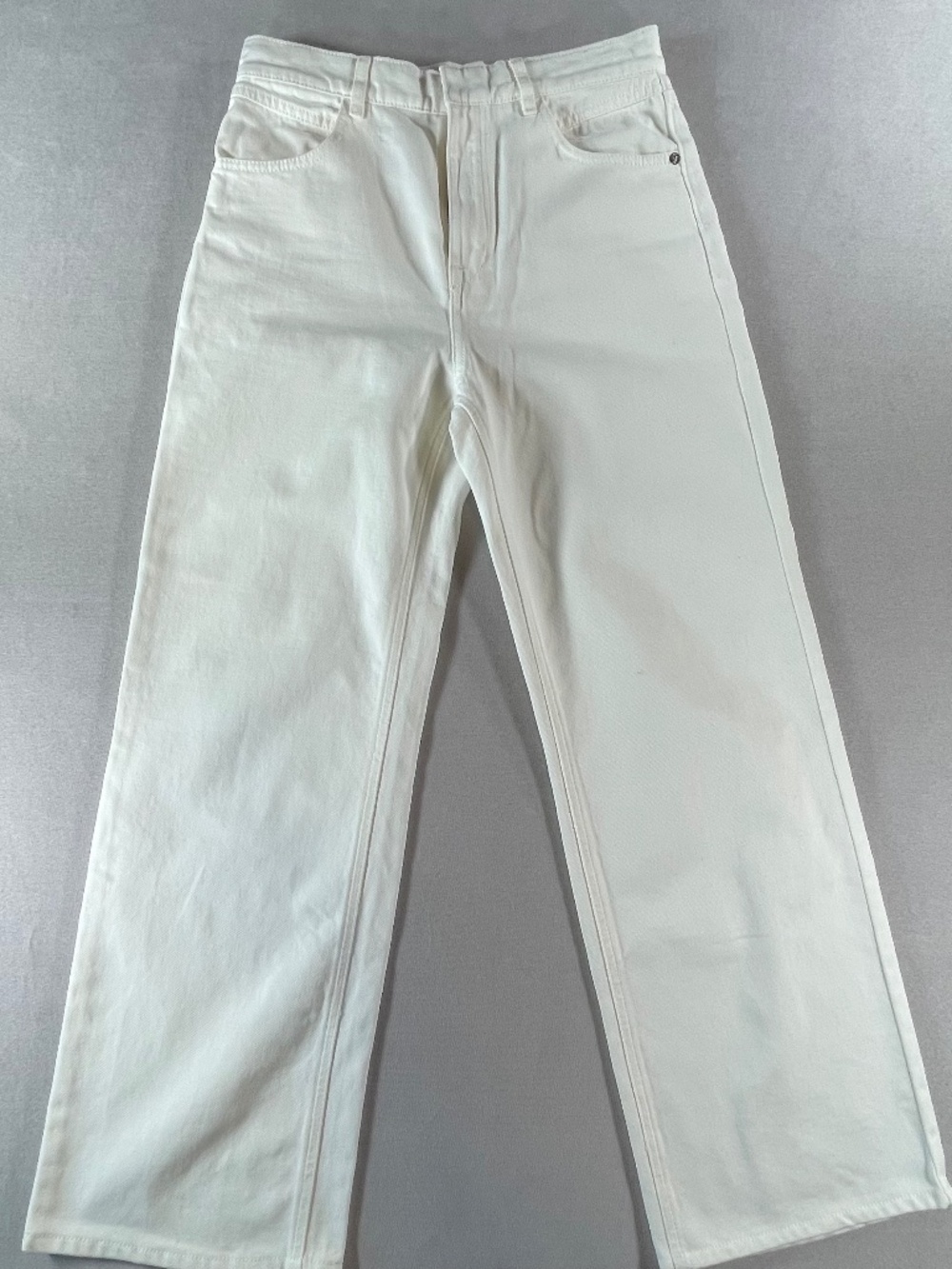 Massimo Dutti Womens Wide Leg High Rise Jeans Size 6 Inseam 28 White